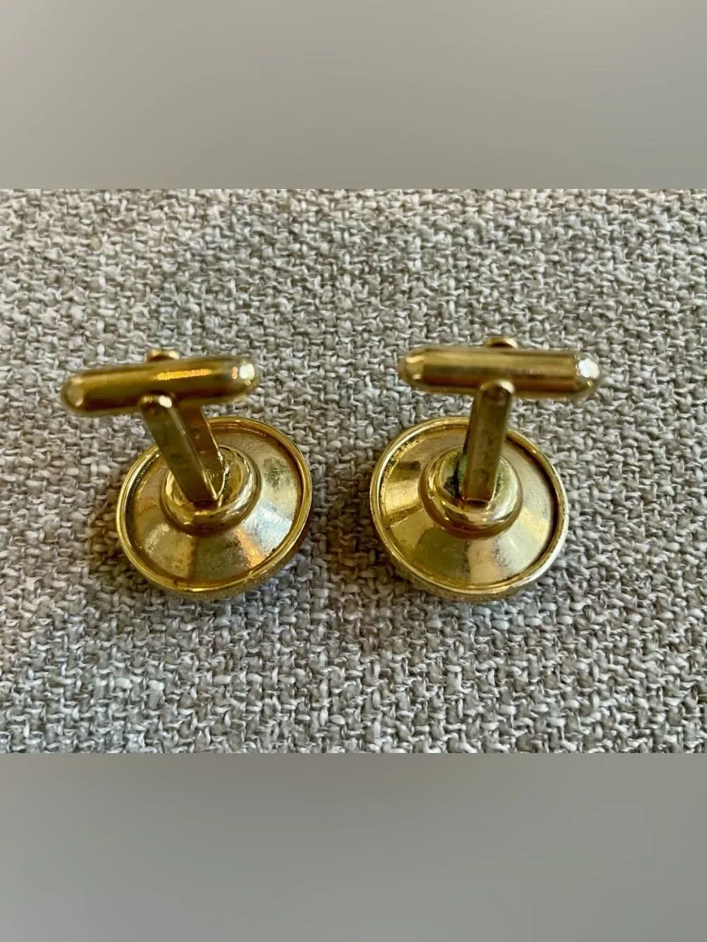 Vintage Rivoli Cufflinks Gold Tone Volcano Vitrail Glass Multicolor Statement